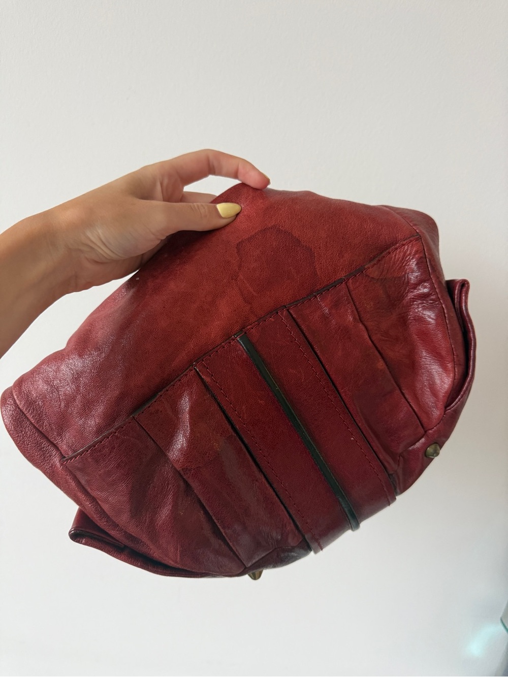 Authentic Vintage Chloe Red Leather Hobo Bag with Braided Handle - Picture 3 of 8